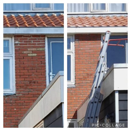 Stenen met afwijkende kleur hersteld met kleurmortel