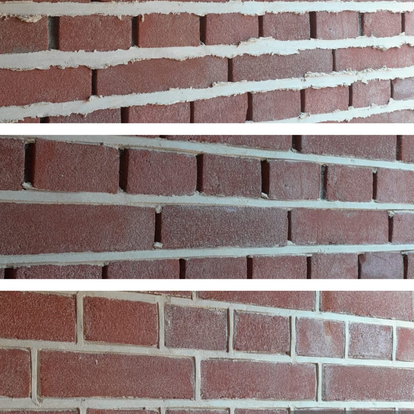 Snijvoeg, in 3 fasen, door Terpstra Gevelrenovatie Snijvoeg, meestal gebruikt bij oude en monumentale gevels en gebouwen.